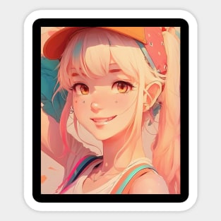 Cute Sporty Anime Egirl Pastel Colors Sticker